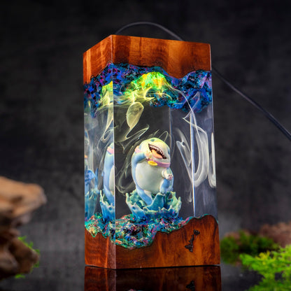 Jeff the Shark Resin Lamp, Handmade Epoxy Lamp, Kawaii Shark Decor, Unique Cute Lamp for him, birthday gift ideas