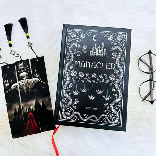 Manacled Illustrated Hardcover Book – Collector Edition Novel | Handmade Rebound Dark Romance | Art Prints & Bookmark Set