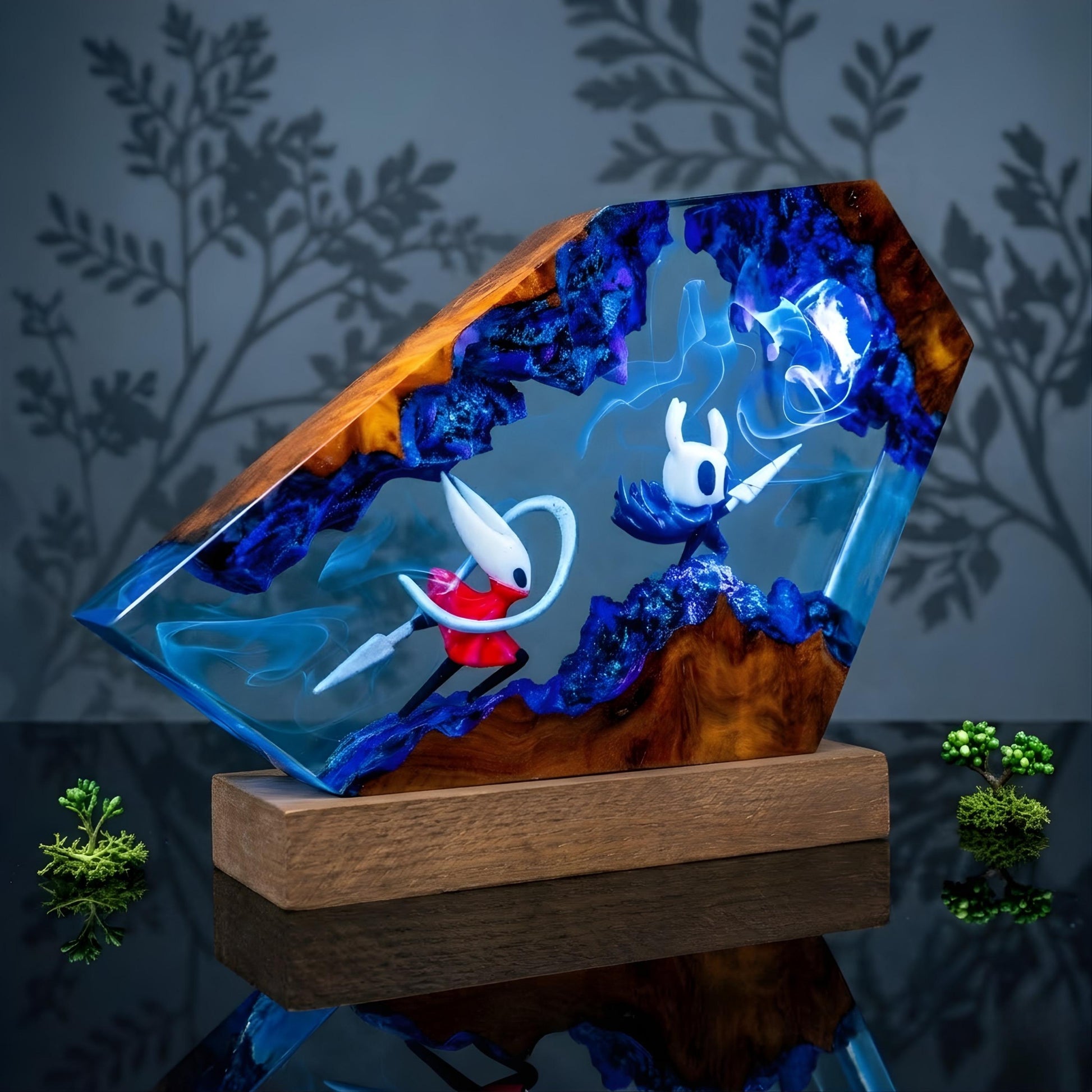 Journey of Hor.net vs K.night resin lamp, Hollow Knight Resin Lamp, Hornet and Knight Light, Hollow Silk & song Figure, Handmade Epoxy Lamp