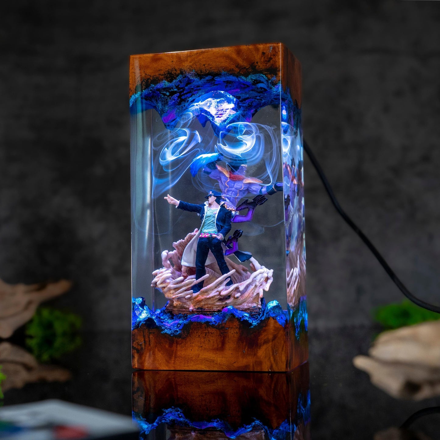 Gojo Satoru resin night light, Jujutsu Kaisen-Inspired Collectible, Otaku Room Decor Gift, Jotaro Kujo Resin Lamp, JoJo Anime Night Light