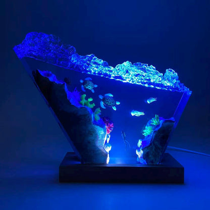 Ocean Scene Resin Night Light, Turtles, Jellyfish, Personalized Decoration For Divers, Gift For Best Friend, Gift For Mom