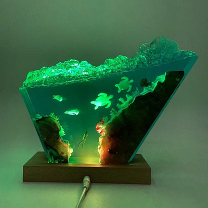 Ocean Scene Resin Night Light, Turtles, Jellyfish, Personalized Decoration For Divers, Gift For Best Friend, Gift For Mom