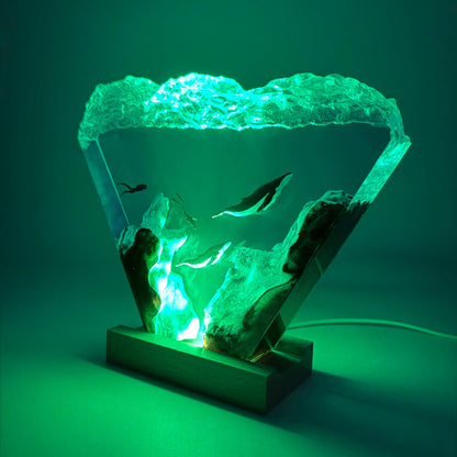 Humpback Whale Resin Night Light, Custom diver Epoxy Lamp, Halloween Gifts, Christmas Gifts, Best Friend Gifts