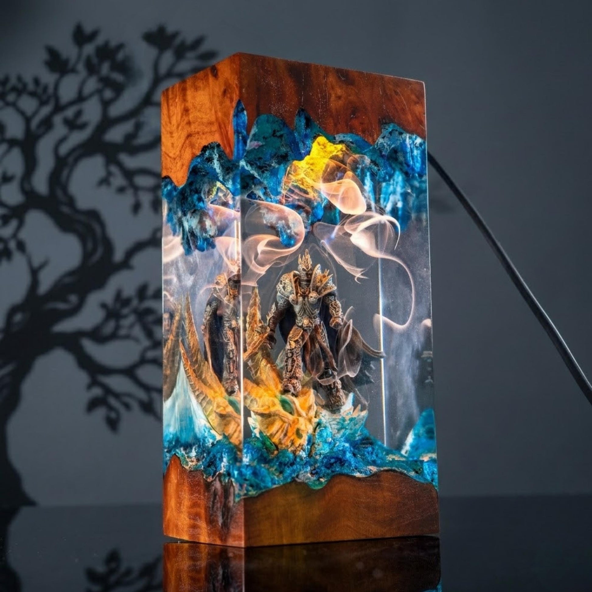 Lich King Arthas Frostmourne Resin Lamp, Warcraft Epic Night Light, resin night light for gamer, Handmade Sword figure, birthday gift ideas