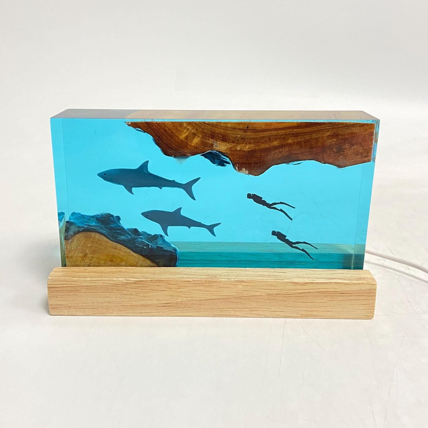 Shark Cube Resin Lamp, Home Decor, Personalized Gifts, Halloween Gifts, Handmade Gifts for Kids, Christmas Gifts, Mother's Gift