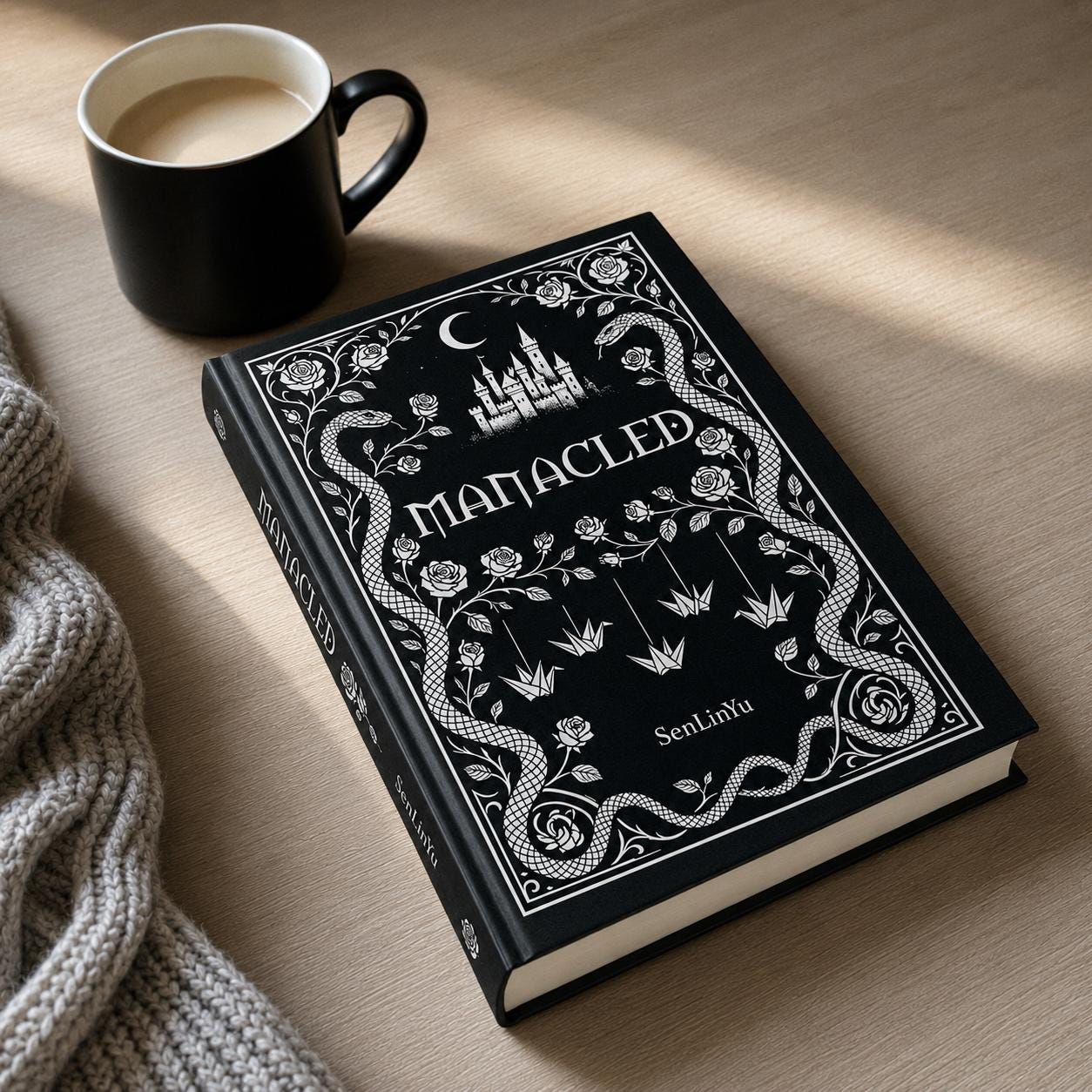 Manacled Illustrated Hardcover Book Style 1 – Collector Edition Novel | Handmade Rebound Dark Romance | Art Prints & Bookmark Set