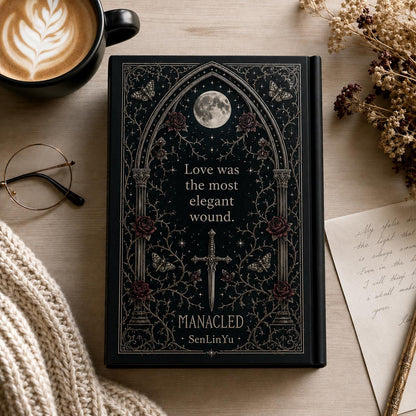 Manacled Illustrated Hardcover Book Style 3 – Collector Edition Novel | Handmade Rebound Dark Romance | Art Prints & Bookmark Set