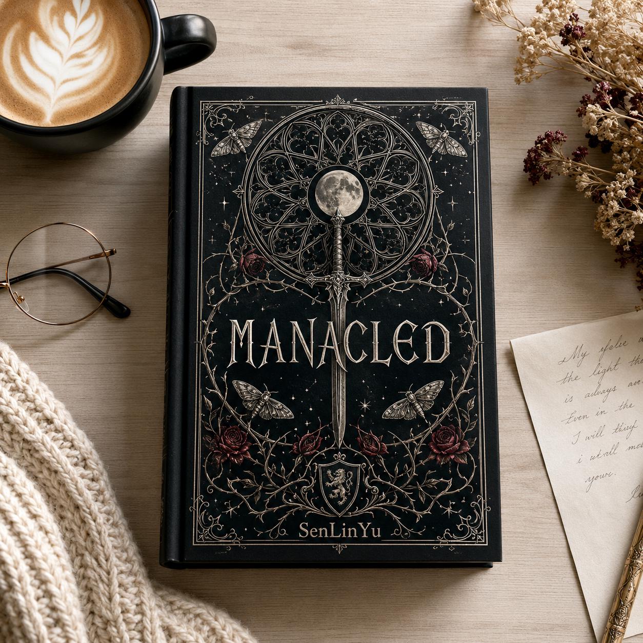 Manacled Illustrated Hardcover Book Style 3 – Collector Edition Novel | Handmade Rebound Dark Romance | Art Prints & Bookmark Set
