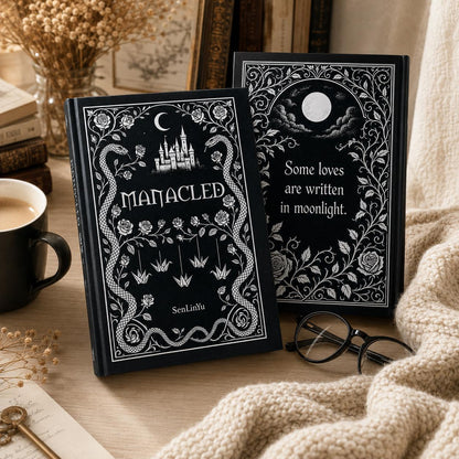 Manacled Illustrated Hardcover Book Style 1 – Collector Edition Novel | Handmade Rebound Dark Romance | Art Prints & Bookmark Set