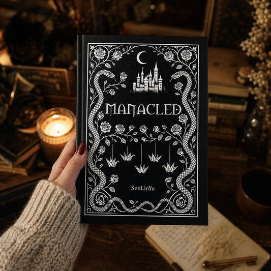 Manacled Illustrated Hardcover Book Style 1 – Collector Edition Novel | Handmade Rebound Dark Romance | Art Prints & Bookmark Set