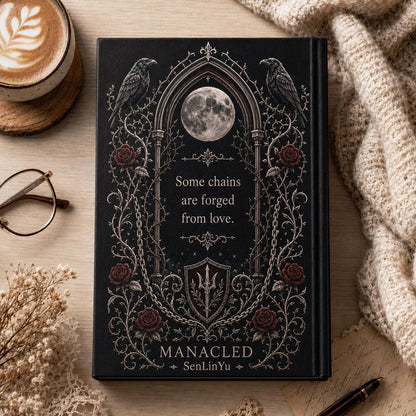 Manacled Illustrated Hardcover Book Style 2 – Collector Edition Novel | Handmade Rebound Dark Romance | Art Prints & Bookmark Set