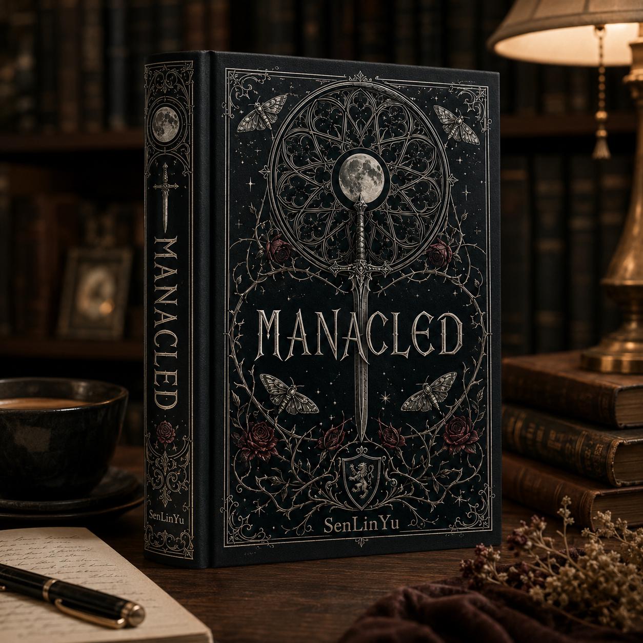 Manacled Illustrated Hardcover Book Style 3 – Collector Edition Novel | Handmade Rebound Dark Romance | Art Prints & Bookmark Set