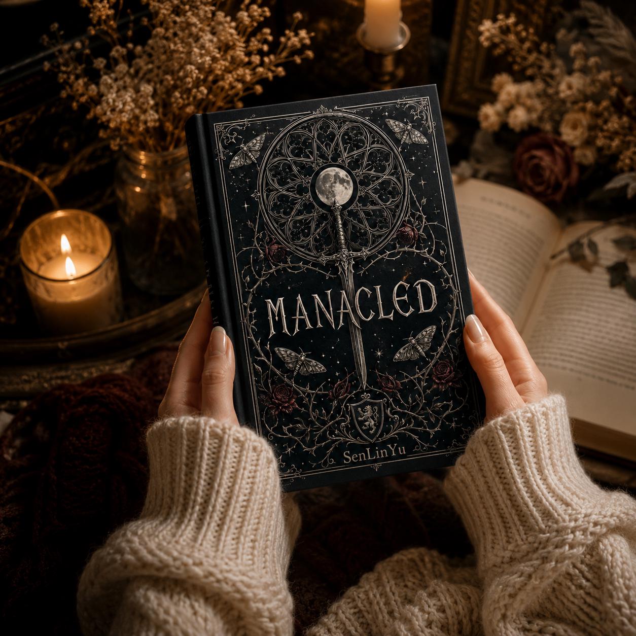 Manacled Illustrated Hardcover Book Style 3 – Collector Edition Novel | Handmade Rebound Dark Romance | Art Prints & Bookmark Set