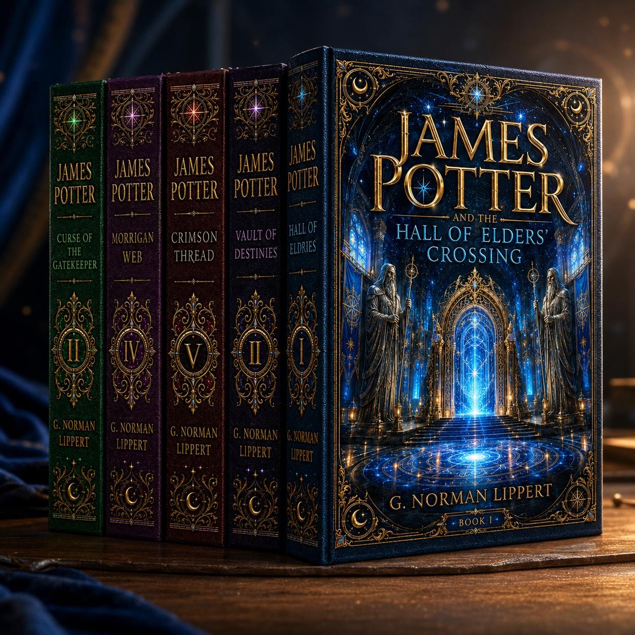 James Potter 5 Volume Fantasy Saga, Magical Hardcover Book Collection with Bookmarks, Dark Academia Bookshelf Gift