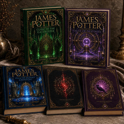 James Potter 5 Volume Fantasy Saga, Magical Hardcover Book Collection with Bookmarks, Dark Academia Bookshelf Gift